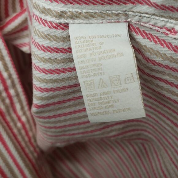 Tommy Hilfiger Women's Long Sleeve Blouse Size XL Melon, tan & white - Picture 6 of 10